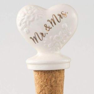 NWT - Mr. & Mrs. Ceramic Bottle Stopper - Natural Life